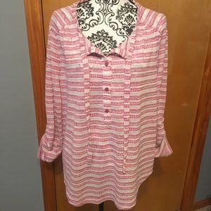 XL Ann Taylor LOFT Striped 3/4 Sleeve Knit Top